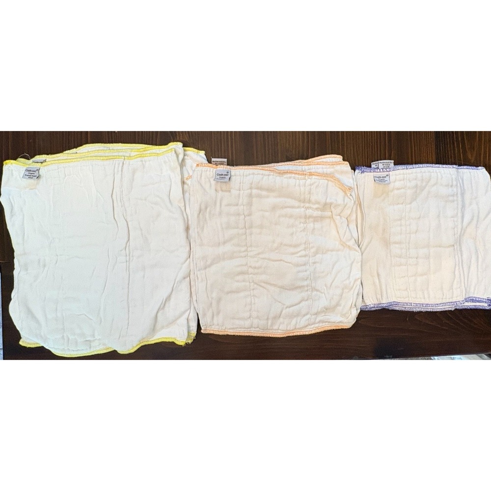 Cloth-Eez Prefold Unbleached Diapers Pre Washed Preemie Newborn Small Lot Of 16